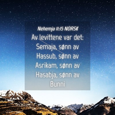 Picture 04 - Nehemja 11:15 NORSK - Av levittene var det: Semaja, sønn av Hassub, - Bible Verse Picture