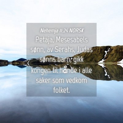 Picture 04 - Nehemja 11:24 NORSK - Petaja, Mesesabels sønn, av Serahs, Judas sønns - Bible Verse Picture