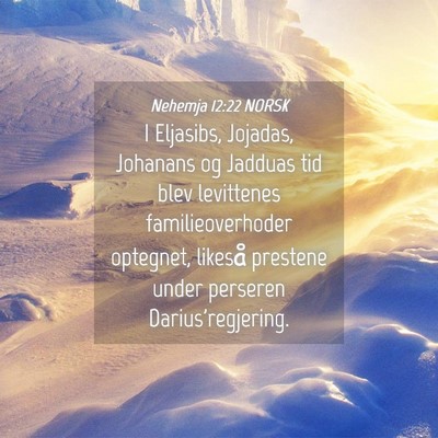 Picture 04 - Nehemja 12:22 NORSK - I Eljasibs, Jojadas, Johanans og Jadduas tid blev - Bible Verse Picture