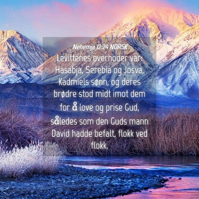 Picture 04 - Nehemja 12:24 NORSK - Levittenes overhoder var: Hasabja, Serebia og - Bible Verse Picture