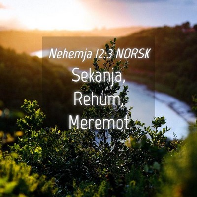 Picture 04 - Nehemja 12:3 NORSK - Sekanja, Rehum, - Bible Verse Picture