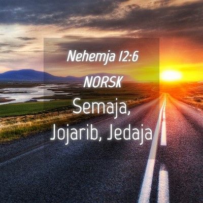 Picture 04 - Nehemja 12:6 NORSK - Semaja, Jojarib, - Bible Verse Picture