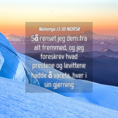 Picture 04 - Nehemja 13:30 NORSK - Så renset jeg dem fra alt fremmed, og jeg - Bible Verse Picture