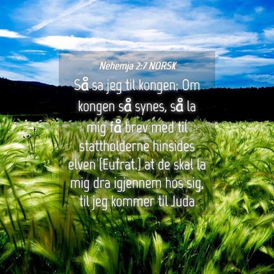 Picture 04 - Nehemja 2:7 NORSK - Så sa jeg til kongen: Om kongen så synes, så - Bible Verse Picture