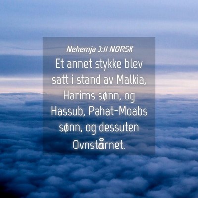 Picture 04 - Nehemja 3:11 NORSK - Et annet stykke blev satt i stand av Malkia, - Bible Verse Picture
