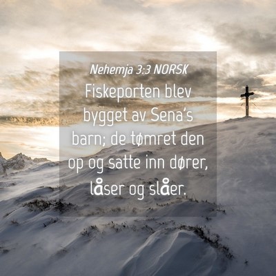Picture 04 - Nehemja 3:3 NORSK - Fiskeporten blev bygget av Sena's barn; de - Bible Verse Picture