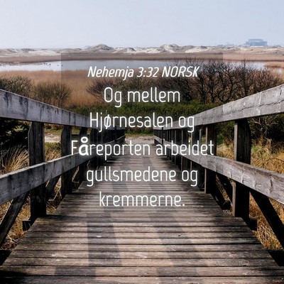 Picture 04 - Nehemja 3:32 NORSK - Og mellem Hjørnesalen og Fåreporten arbeidet - Bible Verse Picture