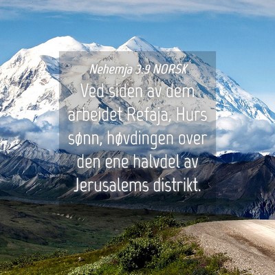 Picture 04 - Nehemja 3:9 NORSK - Ved siden av dem arbeidet Refaja, Hurs sønn, - Bible Verse Picture