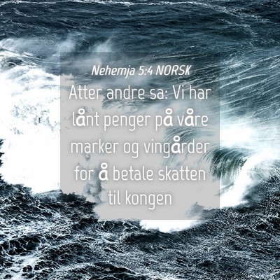 Picture 04 - Nehemja 5:4 NORSK - Atter andre sa: Vi har lånt penger på våre - Bible Verse Picture