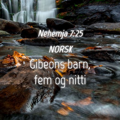 Picture 04 - Nehemja 7:25 NORSK - Gibeons barn, fem og - Bible Verse Picture