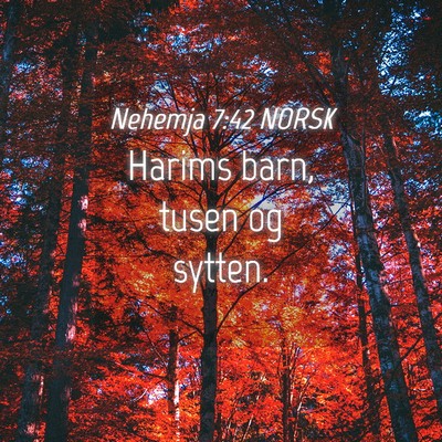 Picture 04 - Nehemja 7:42 NORSK - Harims barn, tusen og - Bible Verse Picture