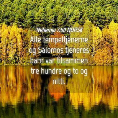 Picture 04 - Nehemja 7:60 NORSK - Alle tempeltjenerne og Salomos tjeneres barn var - Bible Verse Picture