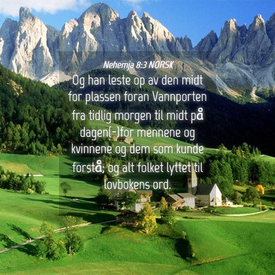 Picture 04 - Nehemja 8:3 NORSK - Og han leste op av den midt for plassen foran - Bible Verse Picture