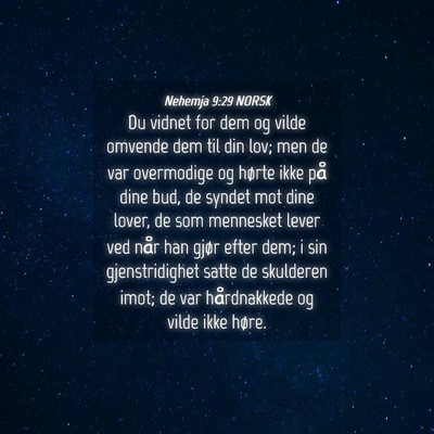 Picture 04 - Nehemja 9:29 NORSK - Du vidnet for dem og vilde omvende dem til din - Bible Verse Picture
