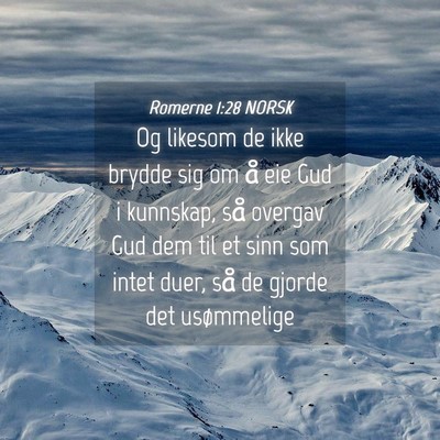Picture 04 - Romerne 1:28 NORSK - Og likesom de ikke brydde sig om å eie Gud i - Bible Verse Picture