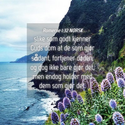Picture 04 - Romerne 1:32 NORSK - slike som godt kjenner Guds dom at de som gjør - Bible Verse Picture