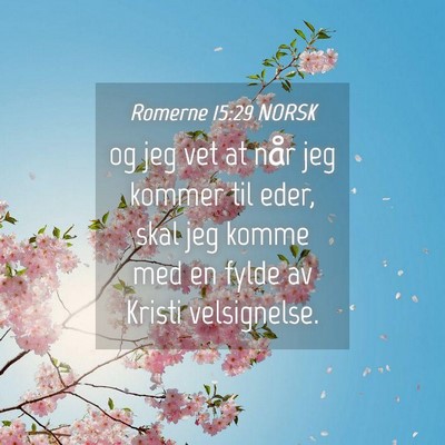Picture 04 - Romerne 15:29 NORSK - og jeg vet at når jeg kommer til eder, skal jeg - Bible Verse Picture