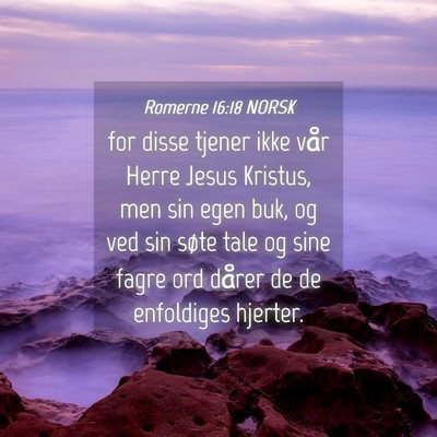 Picture 04 - Romerne 16:18 NORSK - for disse tjener ikke vår Herre Jesus Kristus, - Bible Verse Picture