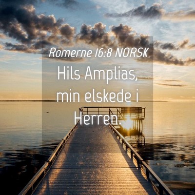 Picture 04 - Romerne 16:8 NORSK - Hils Amplias, min elskede i - Bible Verse Picture