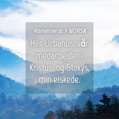 Picture 04 - Romerne 16:9 NORSK - Hils Urbanus, vår medarbeider i Kristus, og - Bible Verse Picture