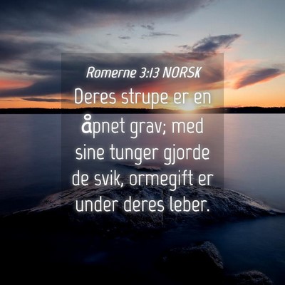 Picture 04 - Romerne 3:13 NORSK - Deres strupe er en åpnet grav; med sine tunger - Bible Verse Picture