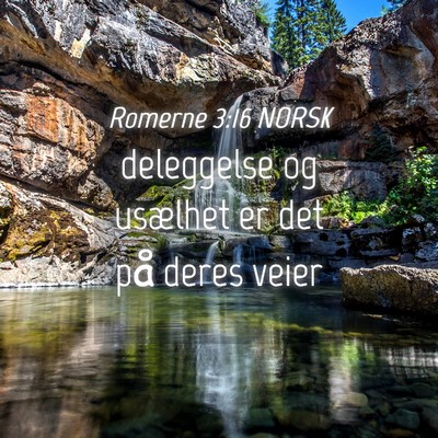 Picture 04 - Romerne 3:16 NORSK - deleggelse og usælhet er det på deres - Bible Verse Picture