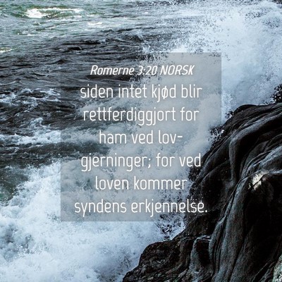 Picture 04 - Romerne 3:20 NORSK - siden intet kjød blir rettferdiggjort for ham - Bible Verse Picture
