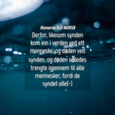 Picture 04 - Romerne 5:12 NORSK - Derfor, likesom synden kom inn i verden ved ett - Bible Verse Picture