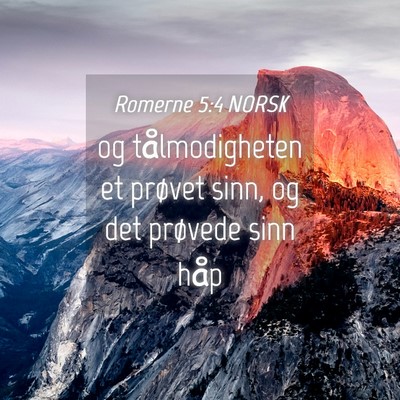 Picture 04 - Romerne 5:4 NORSK - og tålmodigheten et prøvet sinn, og det - Bible Verse Picture