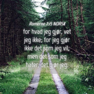 Picture 04 - Romerne 7:15 NORSK - for hvad jeg gjør, vet jeg ikke; for jeg gjør - Bible Verse Picture