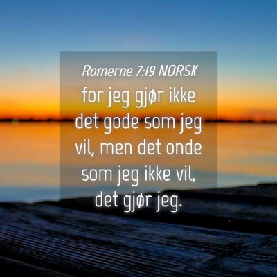 Picture 04 - Romerne 7:19 NORSK - for jeg gjør ikke det gode som jeg vil, men det - Bible Verse Picture