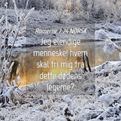 Picture 04 - Romerne 7:24 NORSK - Jeg elendige menneske! hvem skal fri mig fra - Bible Verse Picture