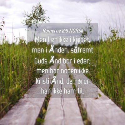 Picture 04 - Romerne 8:9 NORSK - Men I er ikke i kjødet, men i Ånden, såfremt - Bible Verse Picture