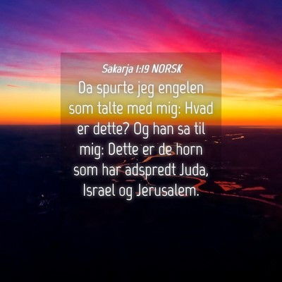 Picture 04 - Sakarja 1:19 NORSK - Da spurte jeg engelen som talte med mig: Hvad er - Bible Verse Picture