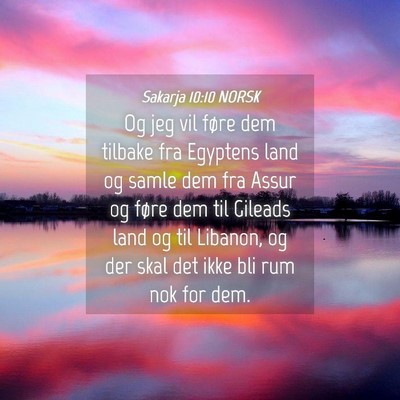 Picture 04 - Sakarja 10:10 NORSK - Og jeg vil føre dem tilbake fra Egyptens land og - Bible Verse Picture