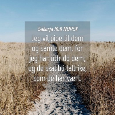Picture 04 - Sakarja 10:8 NORSK - Jeg vil pipe til dem og samle dem, for jeg har - Bible Verse Picture