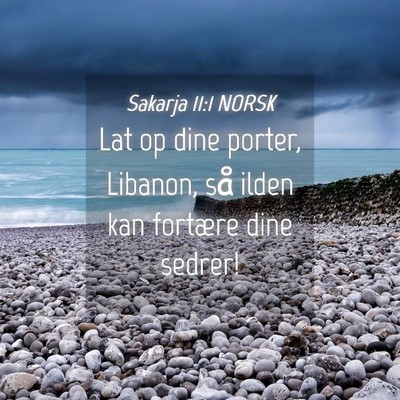 Picture 04 - Sakarja 11:1 NORSK - Lat op dine porter, Libanon, så ilden kan - Bible Verse Picture