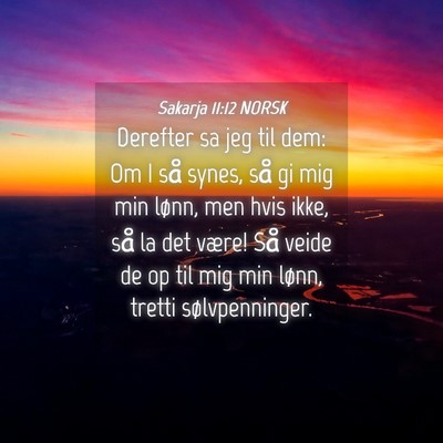 Picture 04 - Sakarja 11:12 NORSK - Derefter sa jeg til dem: Om I så synes, så gi - Bible Verse Picture