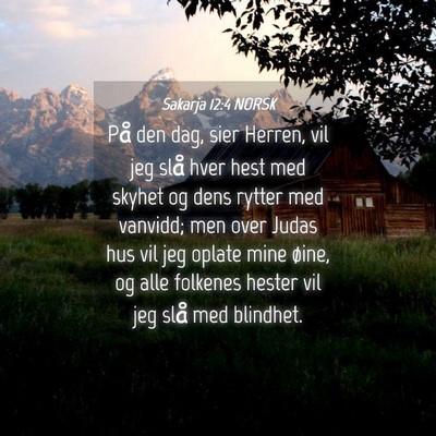 Picture 04 - Sakarja 12:4 NORSK - På den dag, sier Herren, vil jeg slå hver hest - Bible Verse Picture