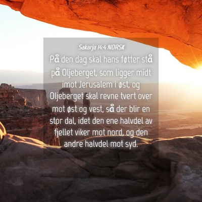 Picture 04 - Sakarja 14:4 NORSK - På den dag skal hans føtter stå på - Bible Verse Picture
