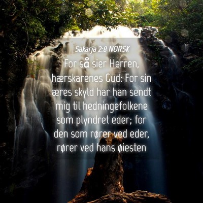 Picture 04 - Sakarja 2:8 NORSK - For så sier Herren, hærskarenes Gud: For sin - Bible Verse Picture