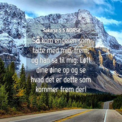 Picture 04 - Sakarja 5:5 NORSK - Så kom engelen som talte med mig, frem; og han - Bible Verse Picture