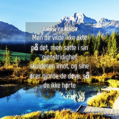 Picture 04 - Sakarja 7:11 NORSK - Men de vilde ikke akte på det, men satte i sin - Bible Verse Picture