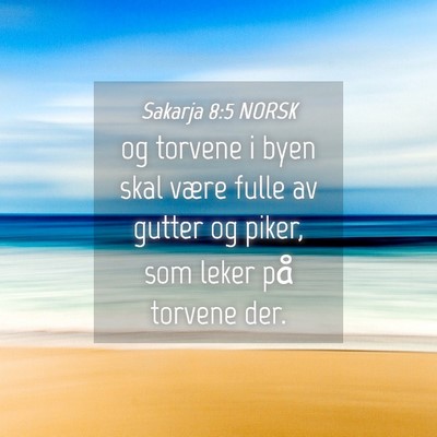 Picture 04 - Sakarja 8:5 NORSK - og torvene i byen skal være fulle av gutter og - Bible Verse Picture