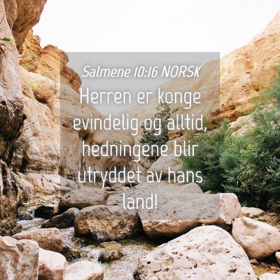 Picture 04 - Salmene 10:16 NORSK - Herren er konge evindelig og alltid, hedningene - Bible Verse Picture