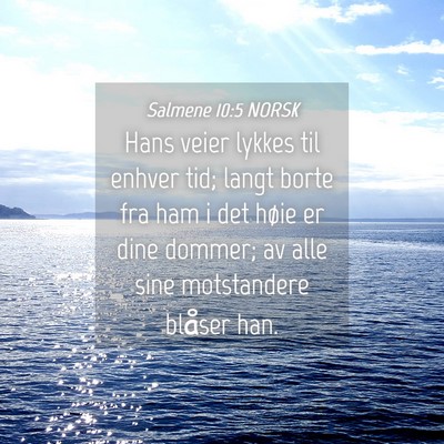 Picture 04 - Salmene 10:5 NORSK - Hans veier lykkes til enhver tid; langt borte fra - Bible Verse Picture