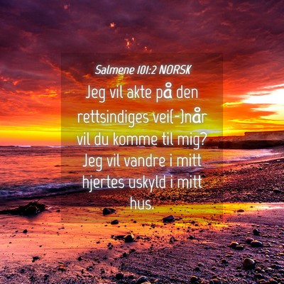 Picture 04 - Salmene 101:2 NORSK - Jeg vil akte på den rettsindiges vei(-)når vil - Bible Verse Picture