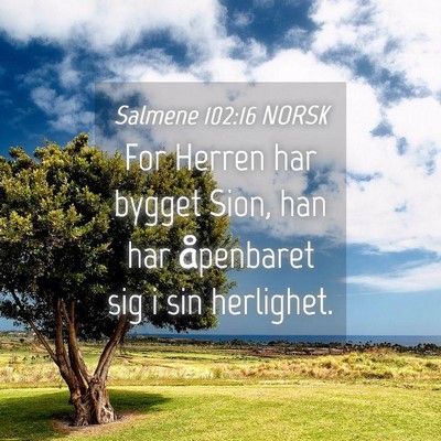 Picture 04 - Salmene 102:16 NORSK - For Herren har bygget Sion, han har åpenbaret - Bible Verse Picture