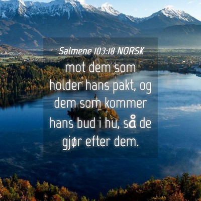 Picture 04 - Salmene 103:18 NORSK - mot dem som holder hans pakt, og dem som kommer - Bible Verse Picture