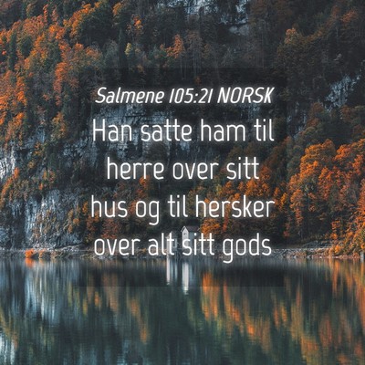 Picture 04 - Salmene 105:21 NORSK - Han satte ham til herre over sitt hus og til - Bible Verse Picture